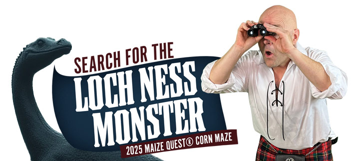 Loch Ness Monster 2025 Corn Maze adventure at Maize Quest Fun Park (New Park, PA)